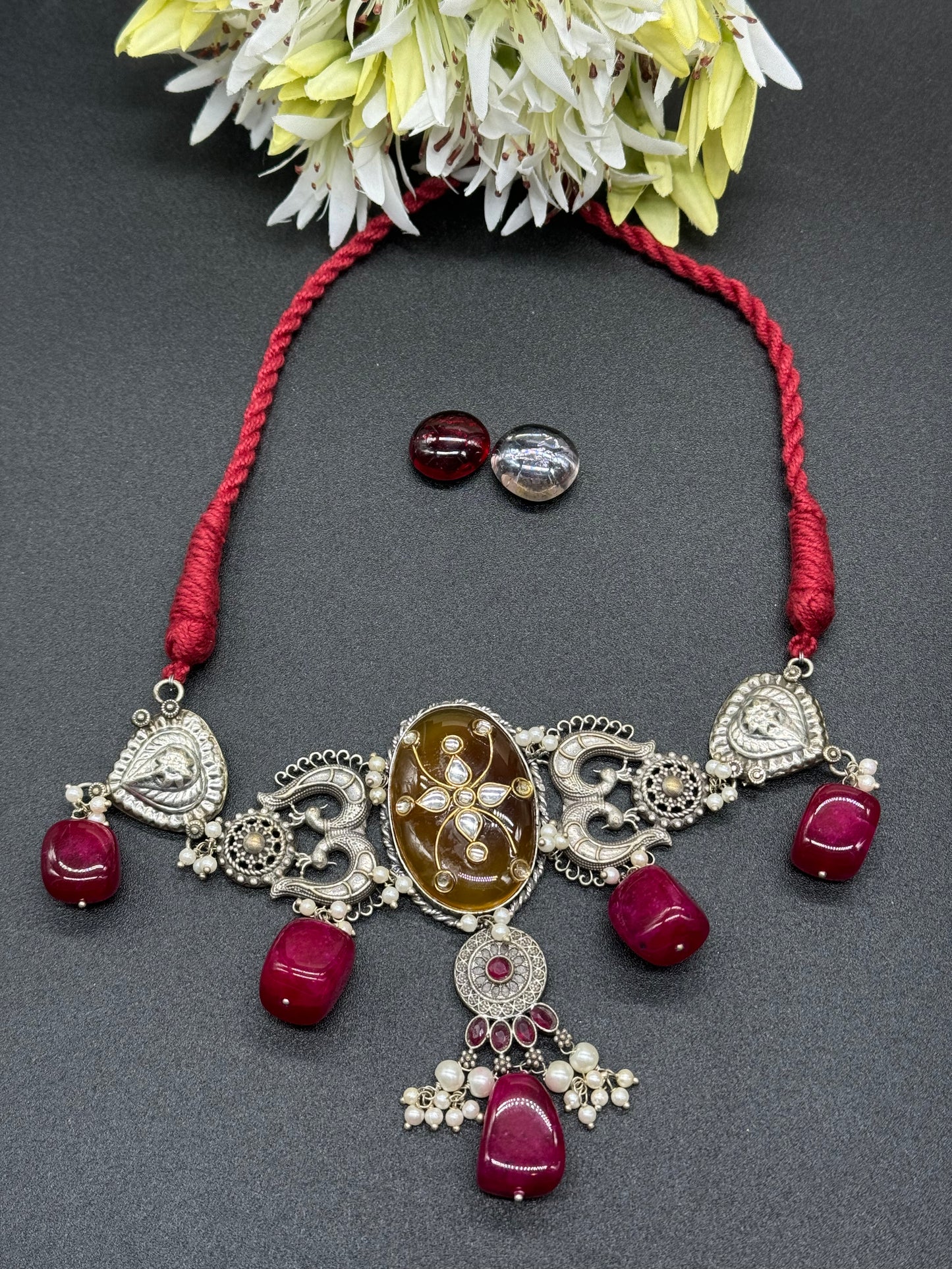 Golden Yellow-Maroon Choker