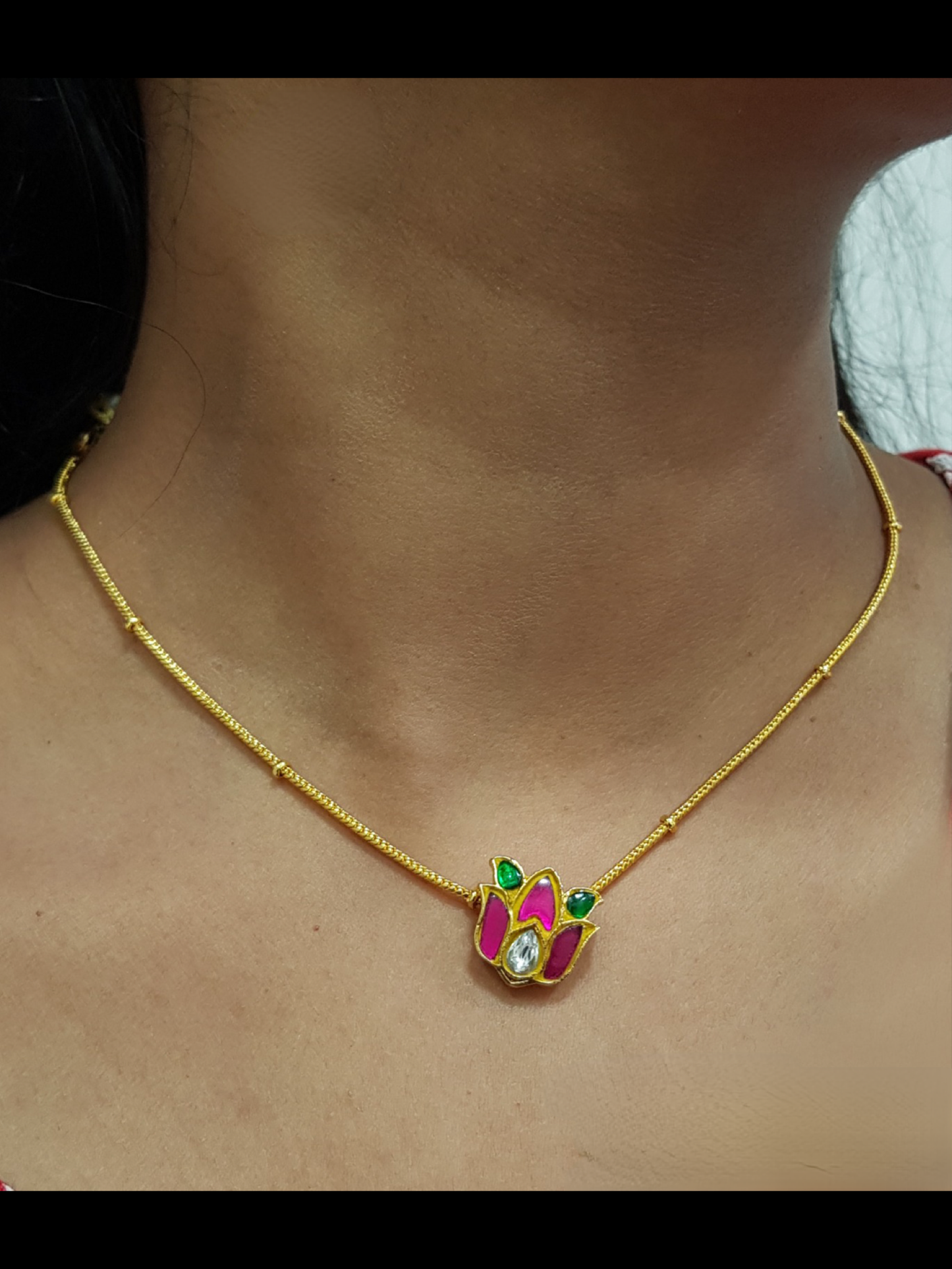 Simple Jadau Choker - Lotus
