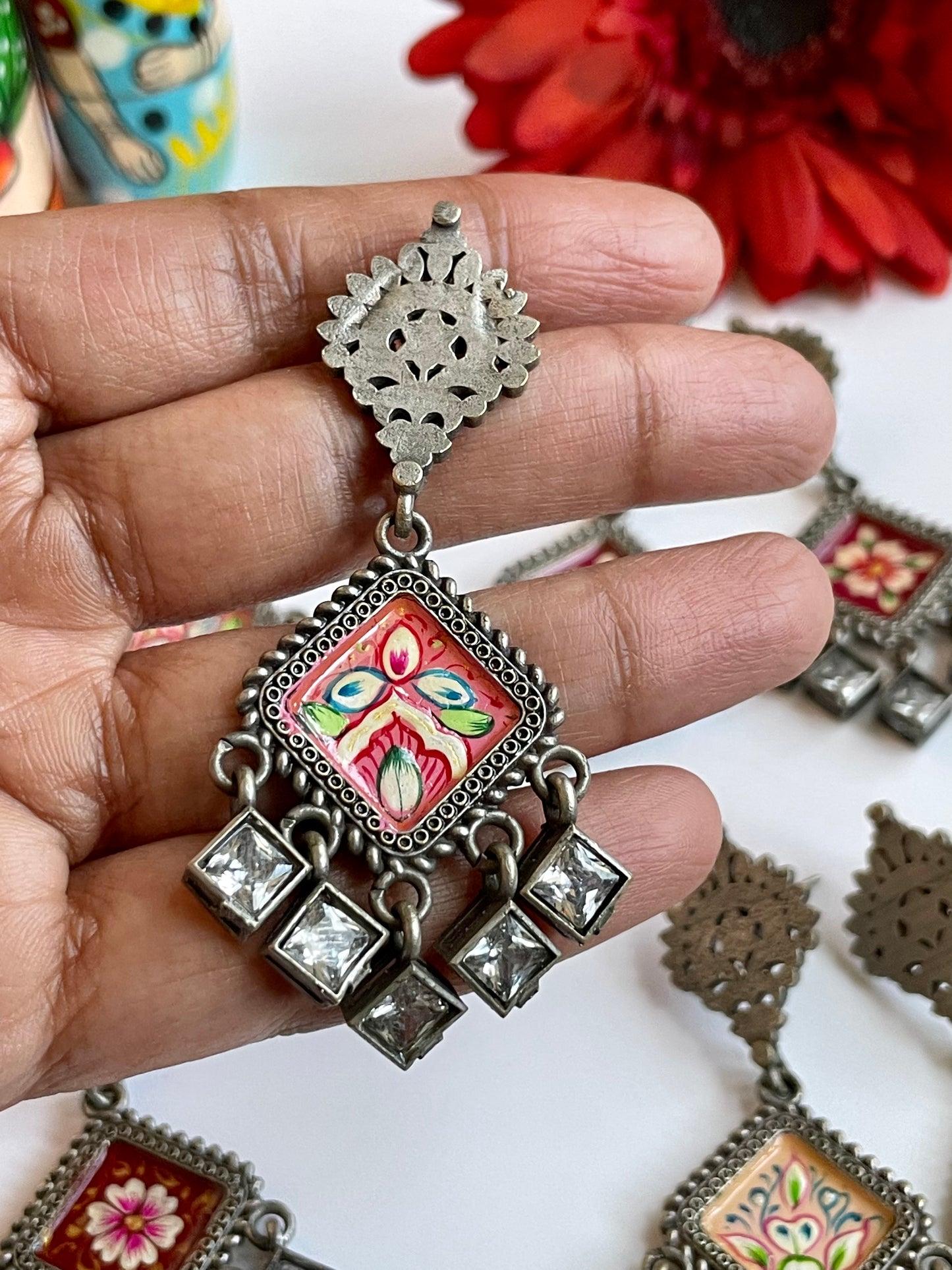 Enamel Zircon Earring