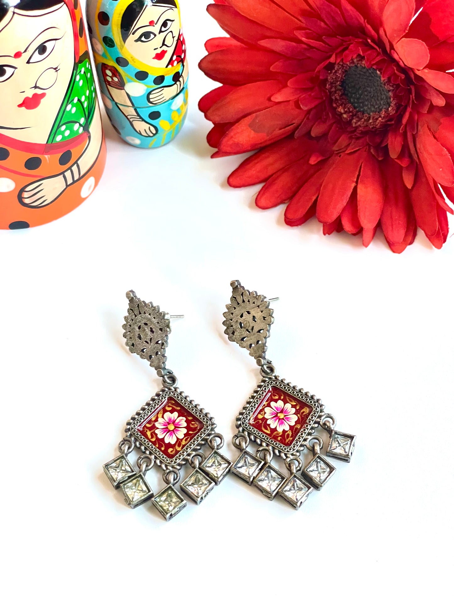 Enamel Zircon Earring