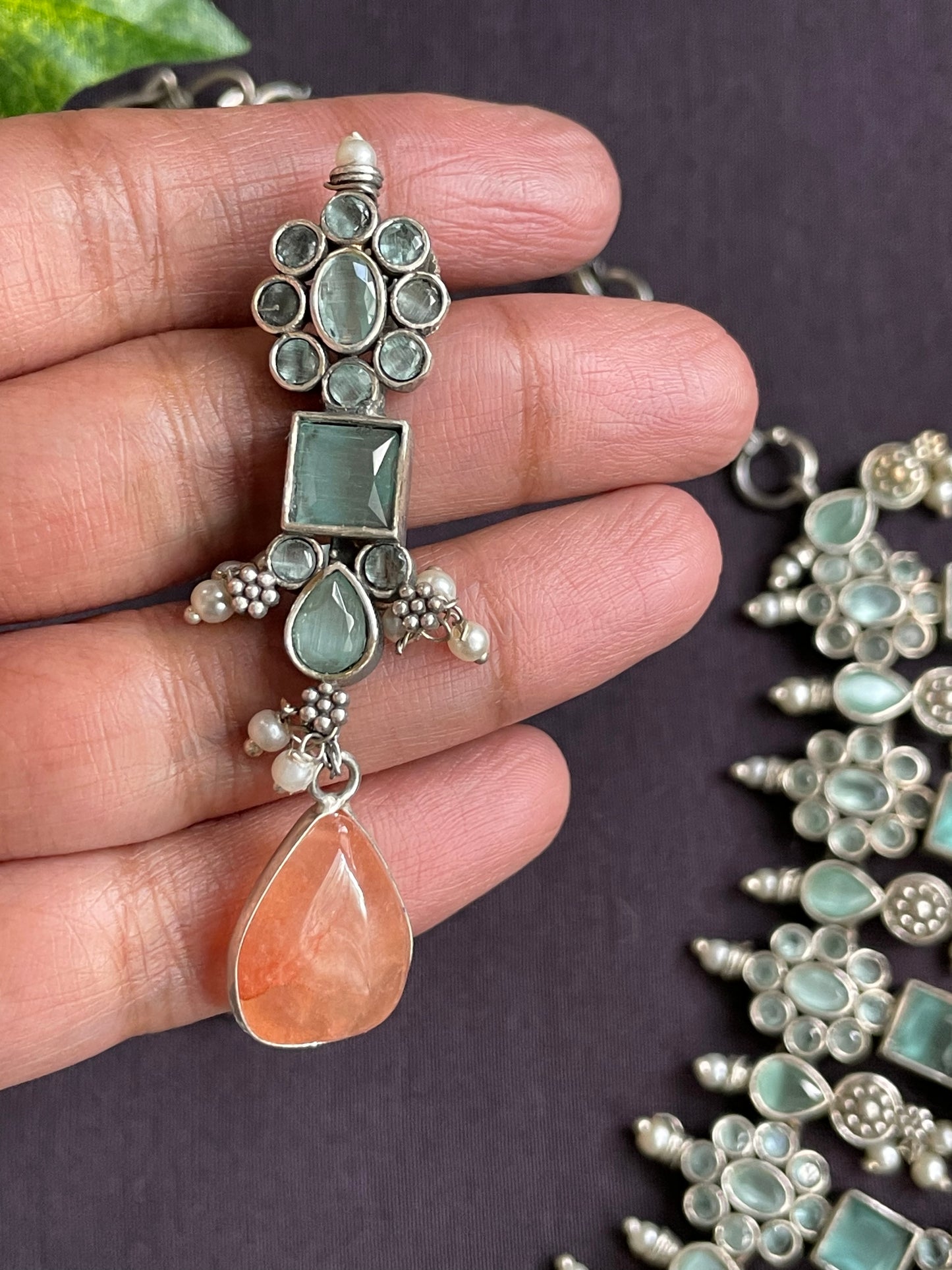 Mint & Peach Necklace