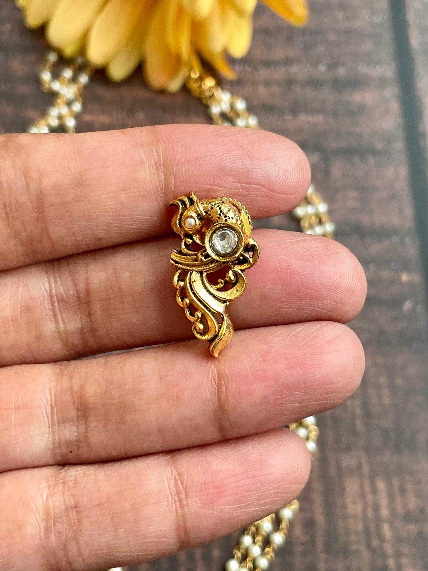 Carved Stone Pendant Necklace