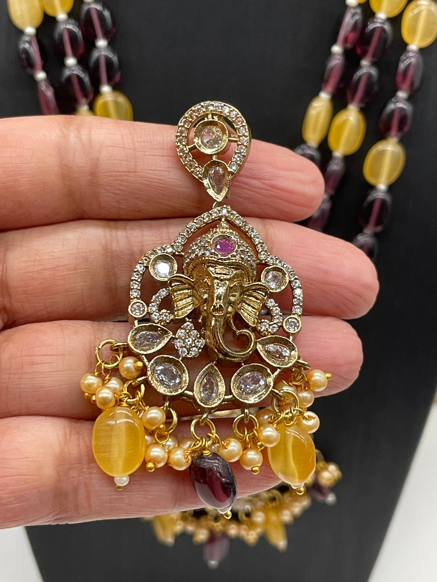 Victorian Pendant Necklace - Ganesha