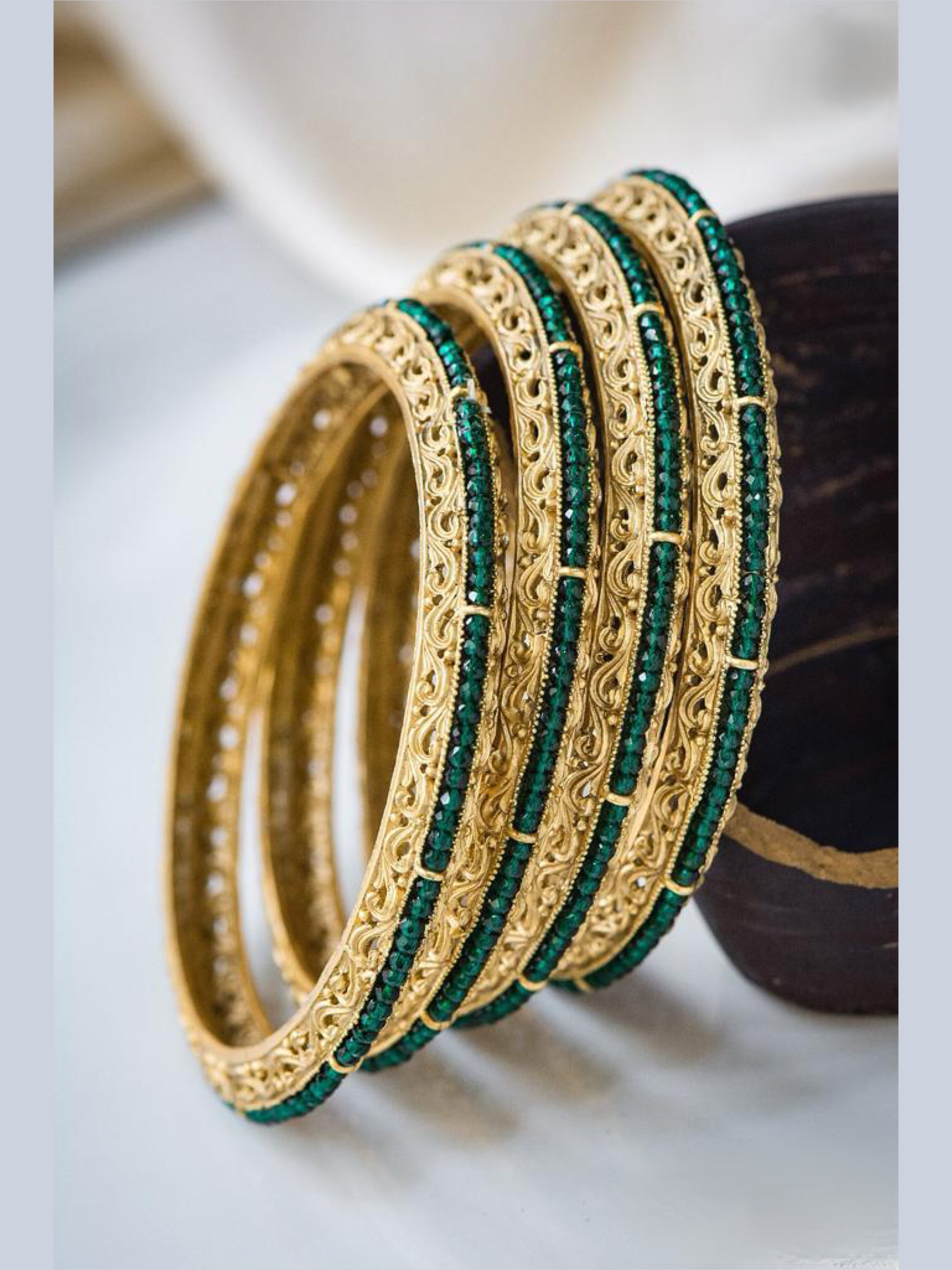 Antique Finish Bangles - Green