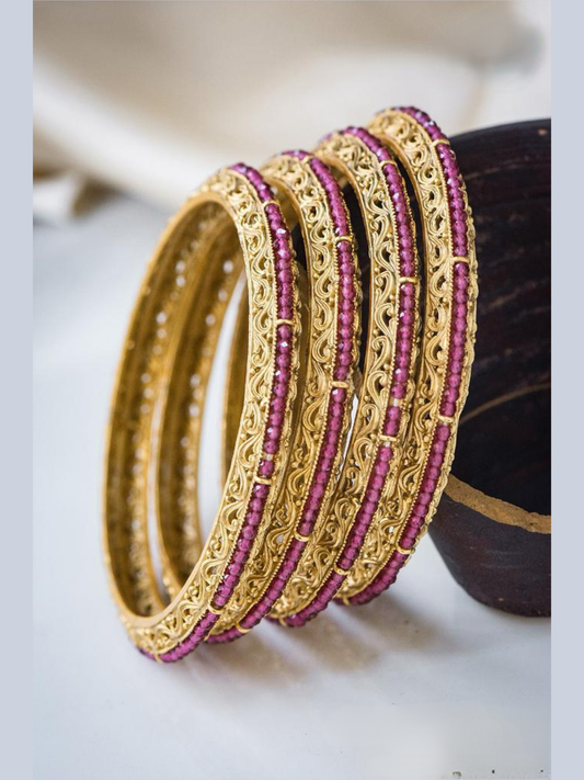 Antique Finish Bangles - Ruby