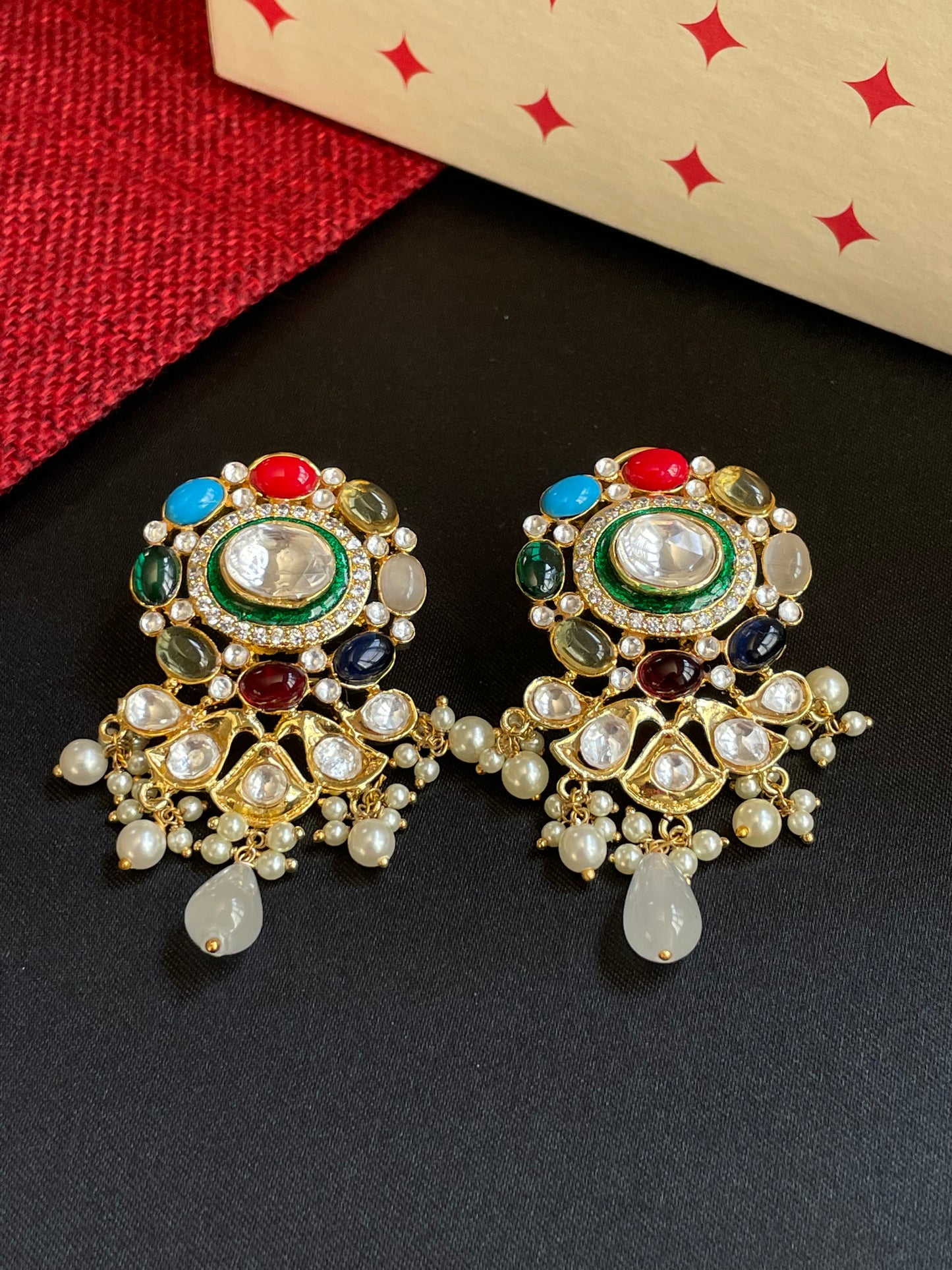 Navratan Kundan Earrings