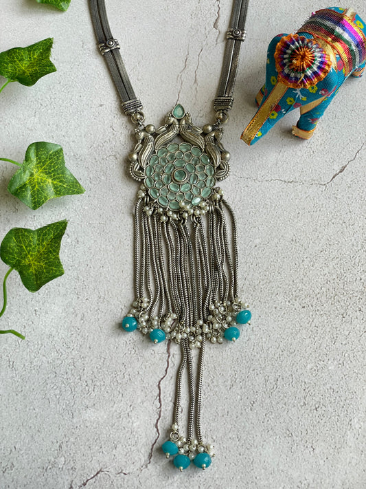 Blue Beads Pendant Necklace