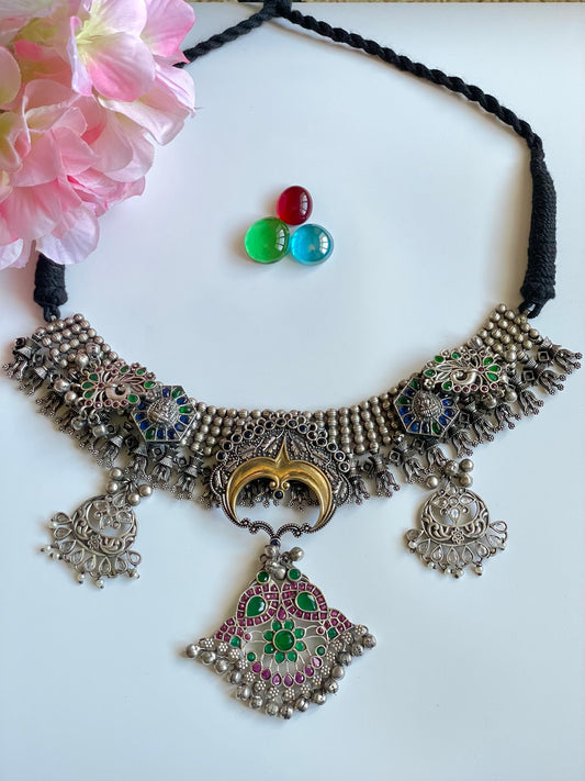 Boho Style Ruby Green Necklace