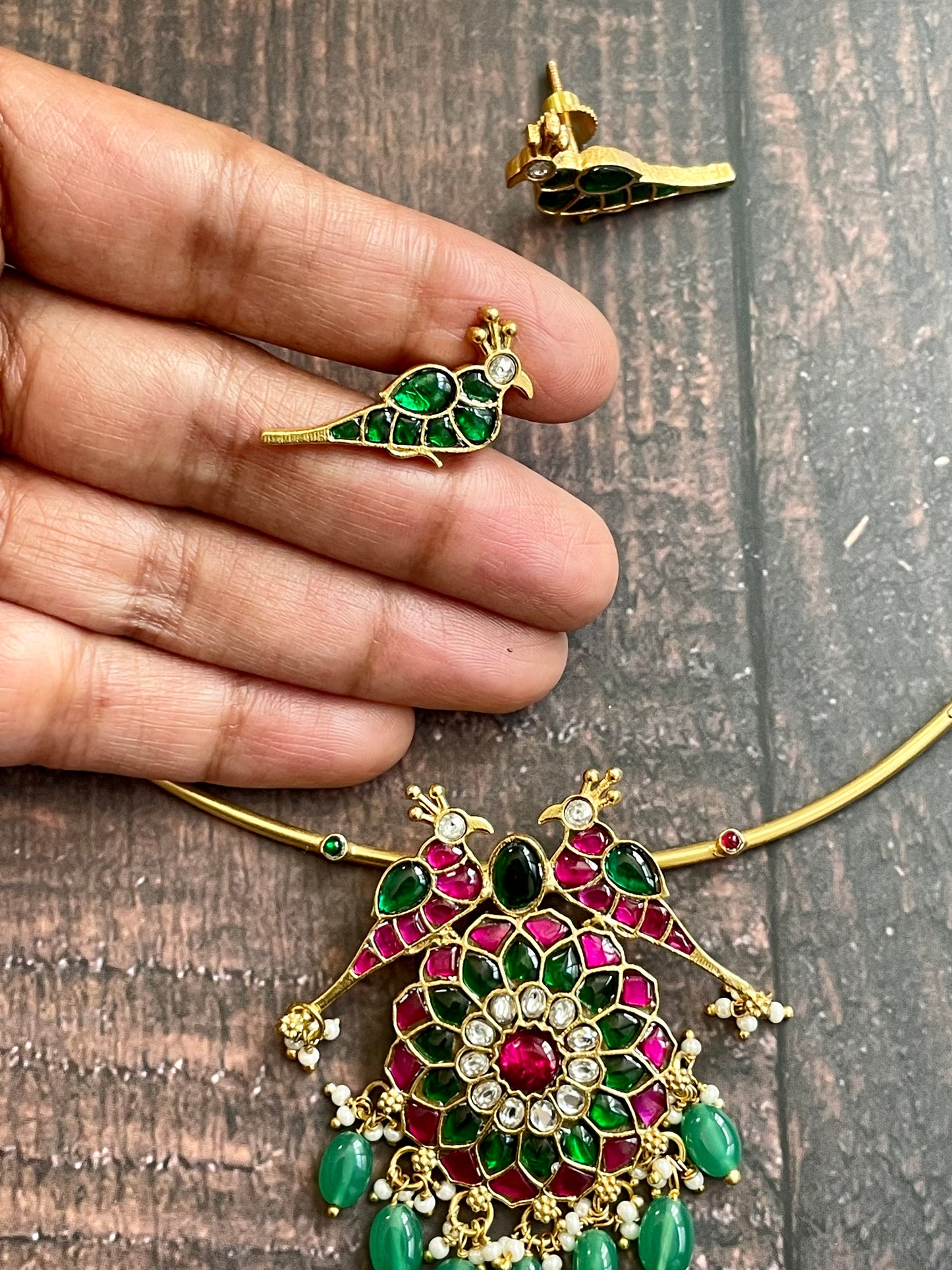 Jadau Kundan Pendant Set - Birds